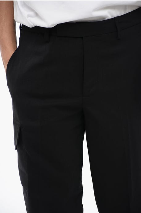 Virgin Wool Blend NATE Cargo Pants in Black - Image 3