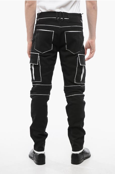 Coated Cotton Cargo Pants with Contrasting Details in Black - Image 2