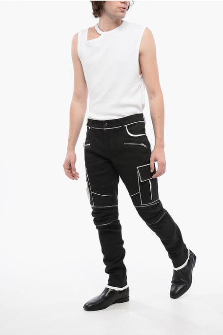 Coated Cotton Cargo Pants with Contrasting Details in Black - Image 4