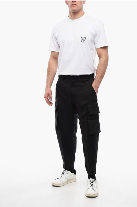 Silk Blend FIREMAN Cargo Pants in Black - Image 4