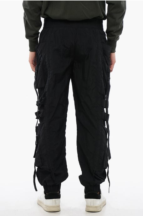 Nylon Cargobroek met Banden en Manchetten in Zwart - Image 2
