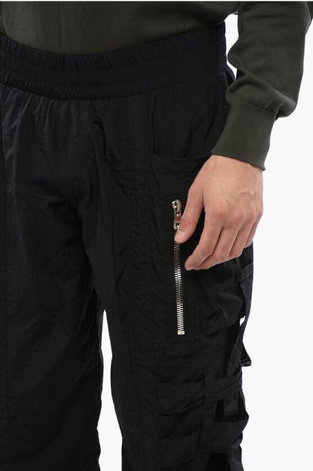 Nylon Cargobroek met Banden en Manchetten in Zwart - Image 3