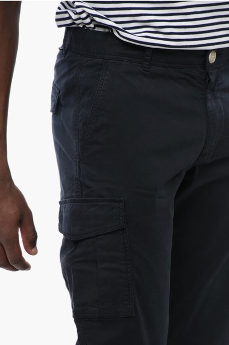 Stretch Cotton Cargo Pants in Blue - Image 3