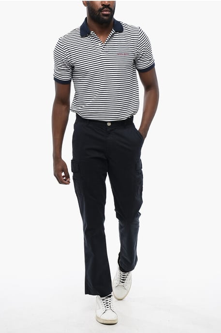 Stretch Cotton Cargo Pants in Blue - Image 4