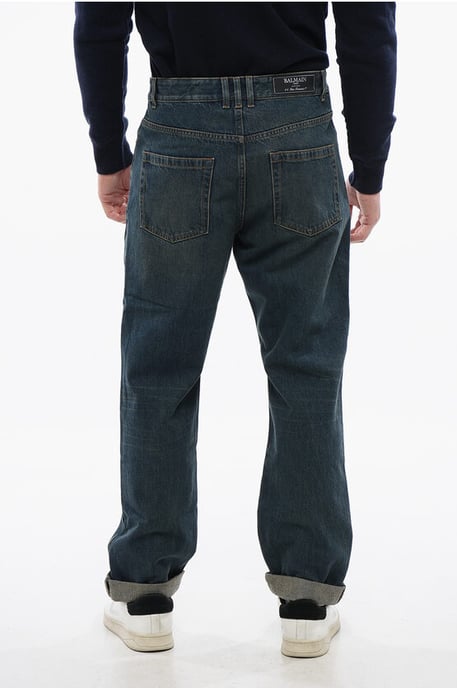 Tapered-fit Denims with Vintage Effect in Blue - Image 2