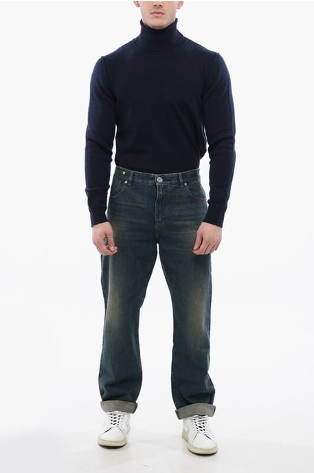 Tapered-fit Denims with Vintage Effect in Blue - Image 4