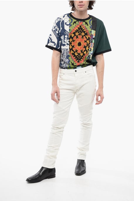 Tapered Fit Biker Denims with Belt Loops 15cm in White - Image 4