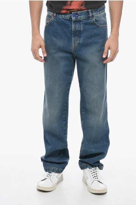 5 Pocket Regular Fit Stone Washed Denims 19cm in Blue - Image 1