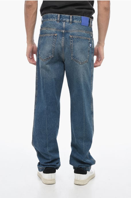 5 Pocket Regular Fit Stone Washed Denims 19cm in Blue - Image 2
