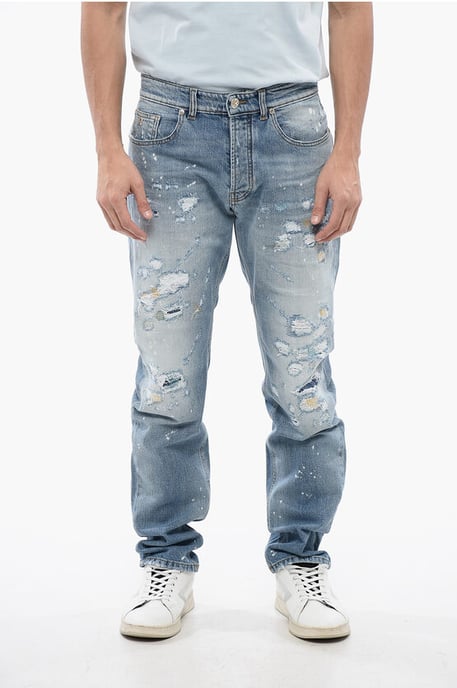 Distressed Effect SID Regular Fit Jeans 18 cm in Blue - Image 1