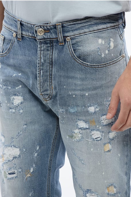 Distressed Effect SID Regular Fit Jeans 18 cm in Blue - Image 3