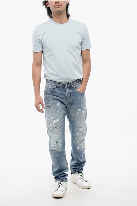 Distressed Effect SID Regular Fit Jeans 18 cm in Blue - Image 4
