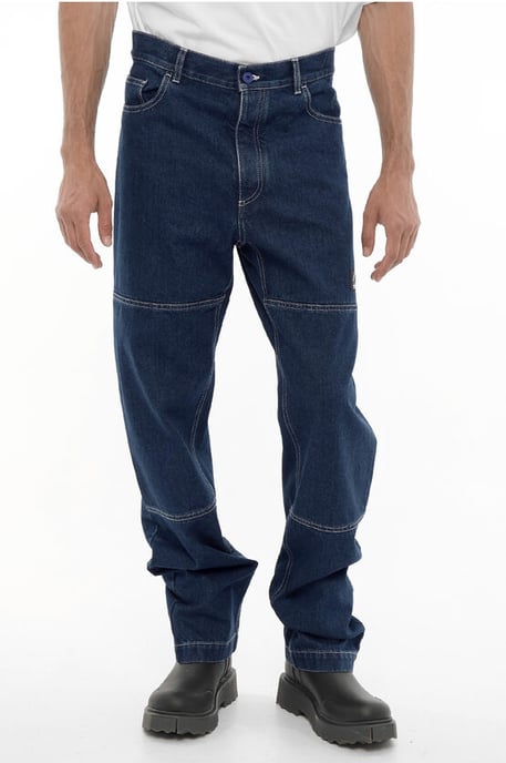 Straight Leg Regular Fit Jeans with Visible Stitching 21cm in Blue - Image 1