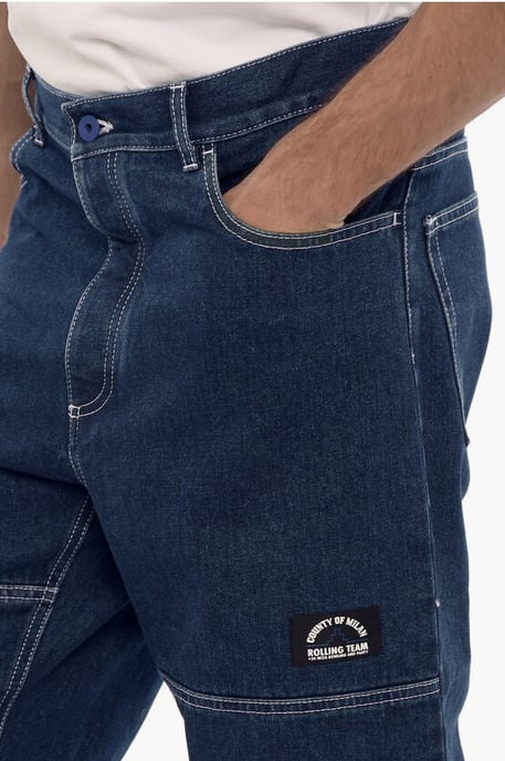 Straight Leg Regular Fit Jeans with Visible Stitching 21cm in Blue - Image 3
