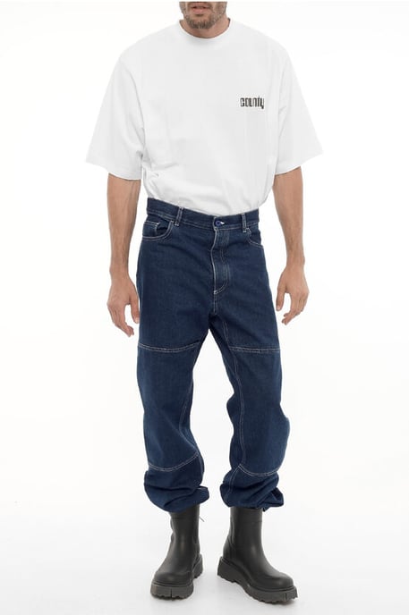 Straight Leg Regular Fit Jeans with Visible Stitching 21cm in Blue - Image 4