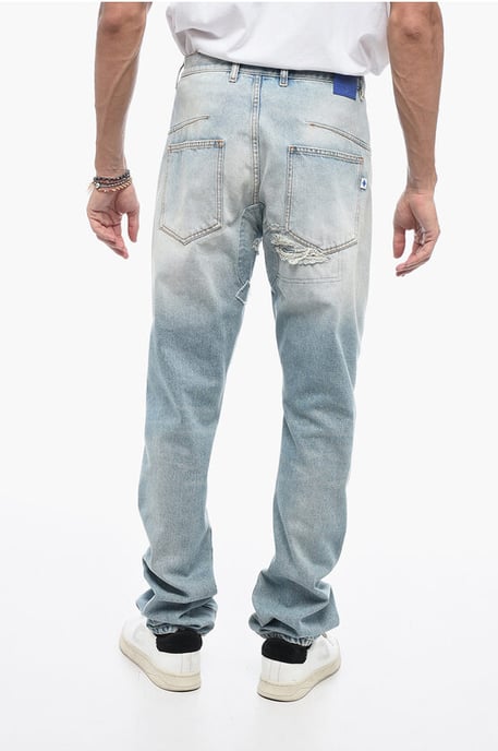Vintage Effect TWIST Denims with Patchwork 17cm in Light blue - Image 2