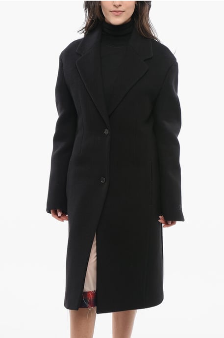 Wool Blend Coat With Cinched Waist in Black - Image 1