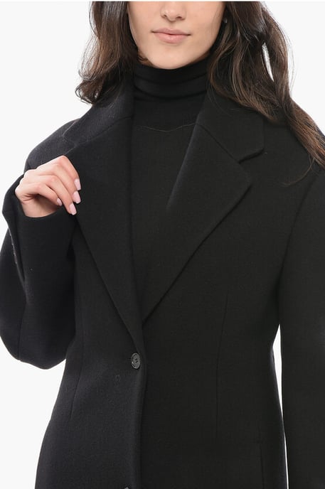 Wool Blend Coat With Cinched Waist in Black - Image 3