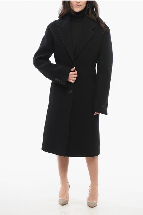 Wool Blend Coat With Cinched Waist in Black - Image 4
