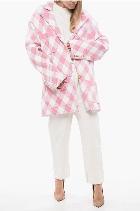 Överdimensionerad kappa med ginghammönster i rosa - Image 4