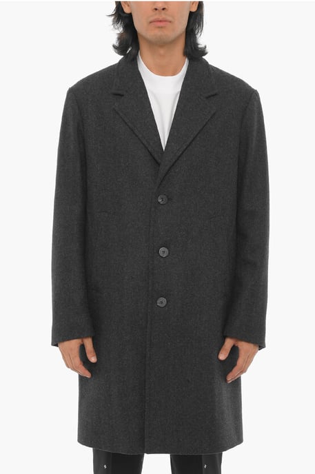 Wool Blend Slim Fit Single Breasted Coat in Gray - Image 1