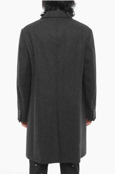 Wool Blend Slim Fit Single Breasted Coat in Gray - Image 2