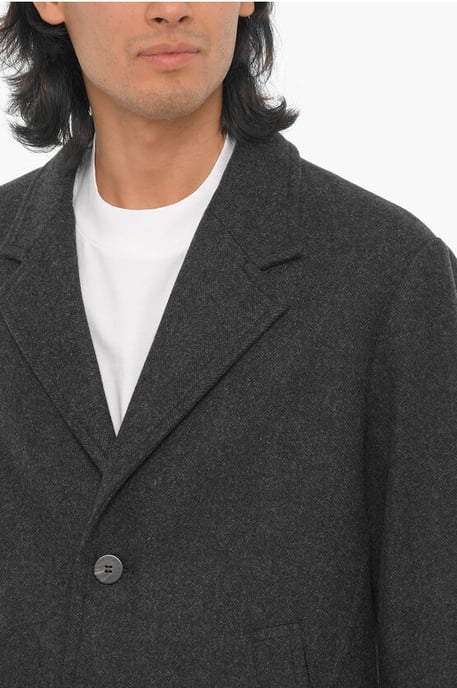 Wool Blend Slim Fit Single Breasted Coat in Gray - Image 3
