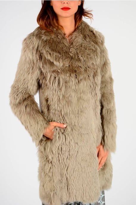 MM1 Alpaca Real Fur Coat in Beige - Image 3