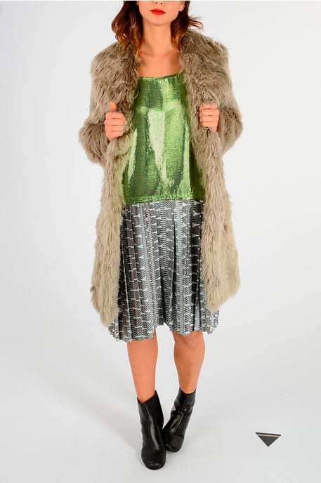 MM1 Alpaca Real Fur Coat in Beige - Image 4