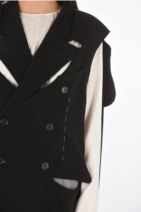 MM0 virgin wool double brested coat in Black - Image 3