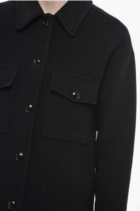 Wool ALASKAN Coat with Collar in Black - Image 3