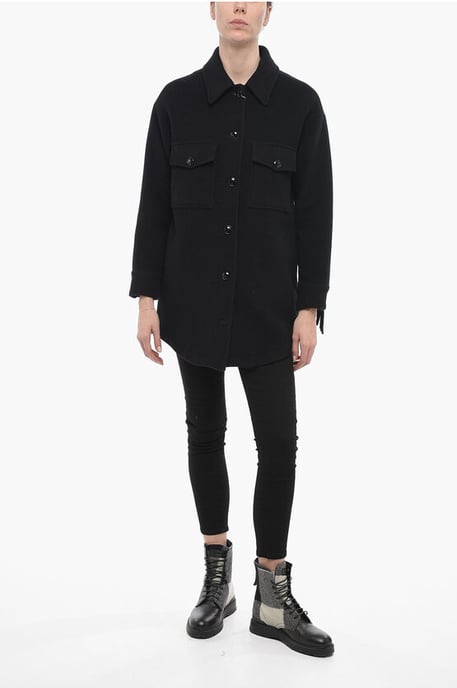 Wool ALASKAN Coat with Collar in Black - Image 4