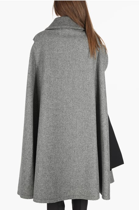 MM0 plain herringbone cape with cut out details in Gray - Image 2