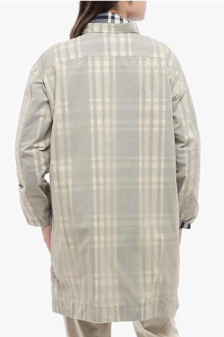 Tartan PEONY Coat With Hidden Hood in Beige - Image 2