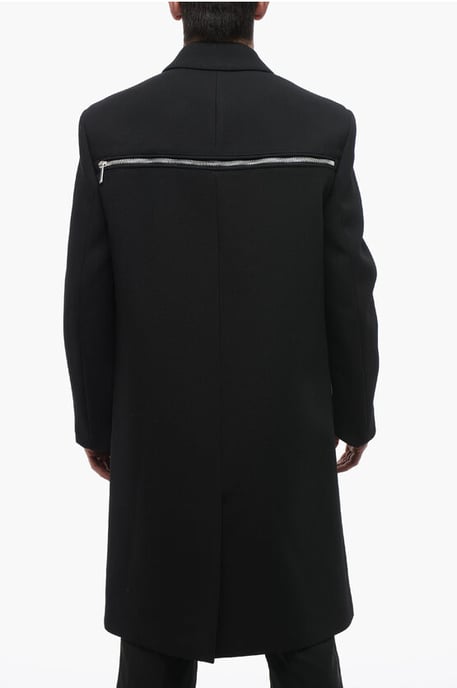 Double-breasted ZIP AROUND Virgin Wool Coat in Black - Image 2
