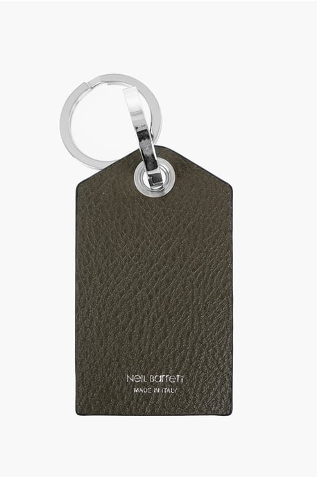 Nyckelring med läderhänge och blixtdetalj i Rosso, Verde Militare - Image 3