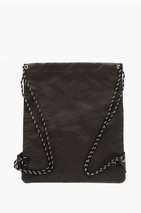 Solid Color Nylon Drawstring Backpack in Green - Image 3