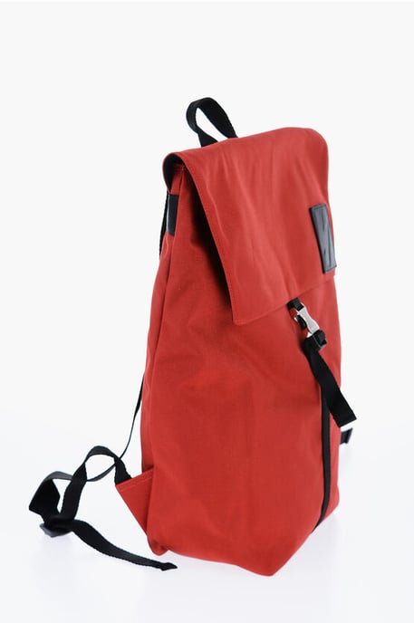 Tvåfärgad CITY FLAP nylonryggsäck i Nero, Rosso - Image 2