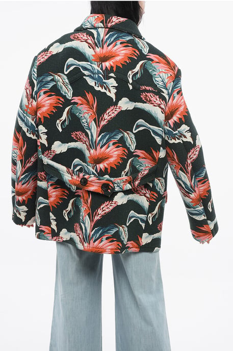 MM4 Double-breasted Over Jacket with Floral Motif in Multicolor - Image 2