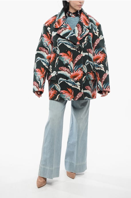 MM4 Double-breasted Over Jacket with Floral Motif in Multicolor - Image 4