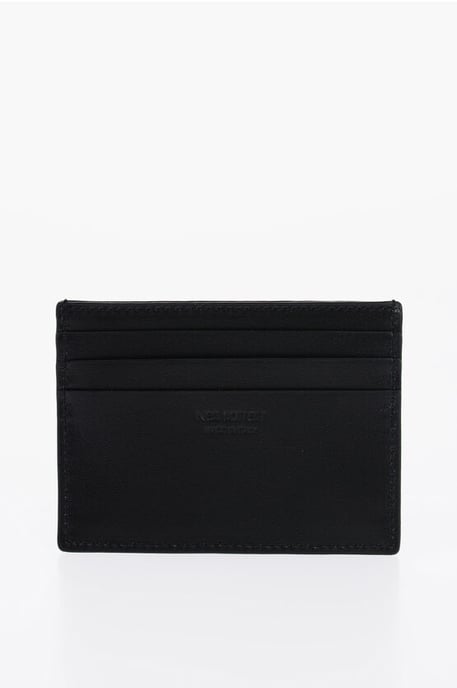 Leather FAIR-ISLE THUNDERBOLT Card Holder with Contrast Prin in Black - Image 1