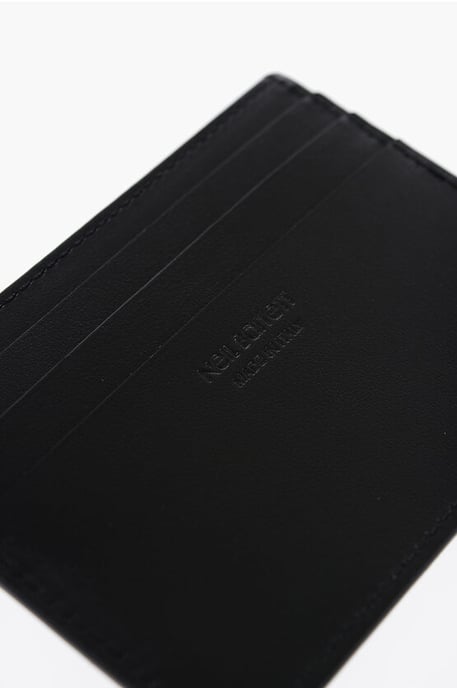 Leather FAIR-ISLE THUNDERBOLT Card Holder with Contrast Prin in Black - Image 3