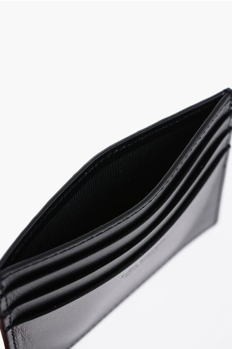 Leather FAIR-ISLE THUNDERBOLT Card Holder with Contrast Prin in Black - Image 4