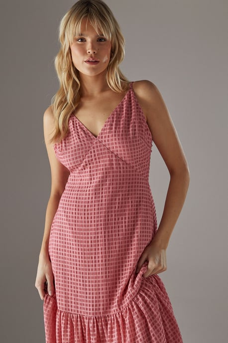 Check Organza High Apex Strappy Midi Dress - Image 2