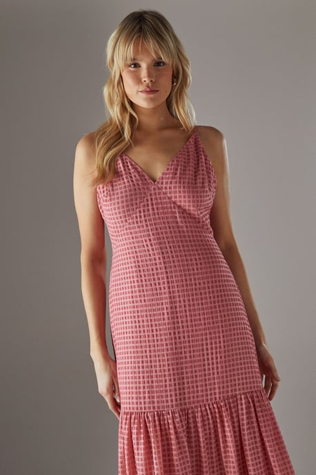 Check Organza High Apex Strappy Midi Dress - Image 3