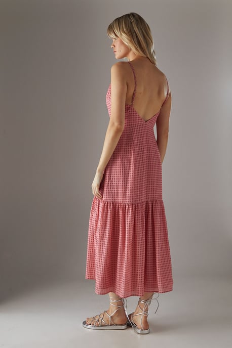 Check Organza High Apex Strappy Midi Dress - Image 4