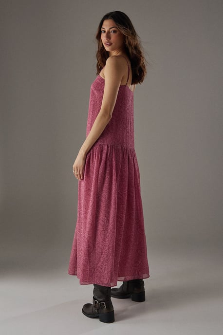 Rose Organza Strappy Tier Maxi Dress - Image 4