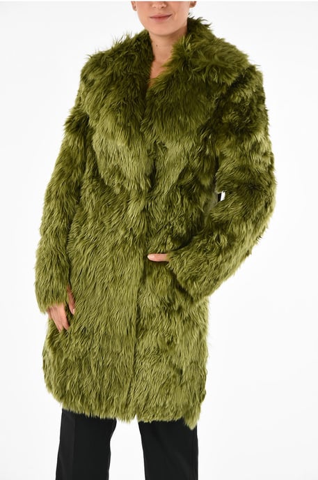 MM1 Alpaca Real Fur Coat in Green - Image 1