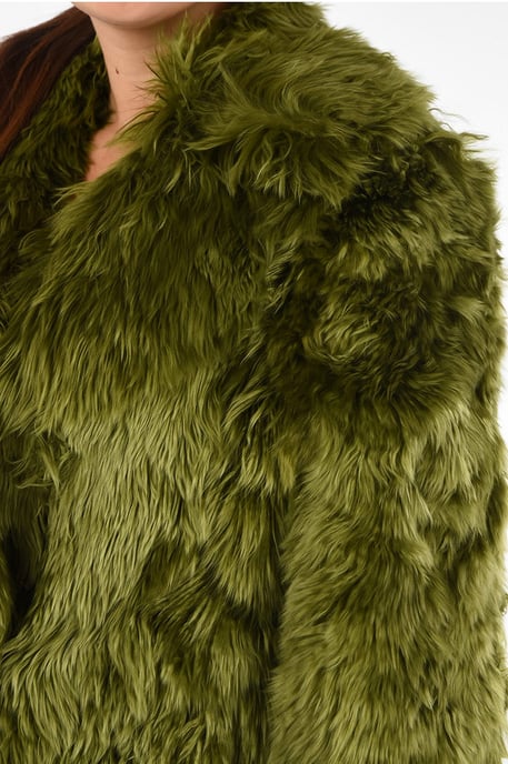 MM1 Alpaca Real Fur Coat in Green - Image 3