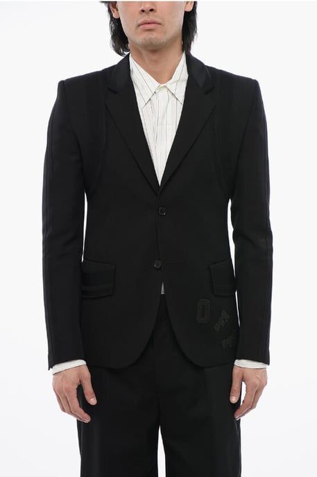 Virgin Wool FORMAL VARS Blazer met logopatch in zwart - Image 1